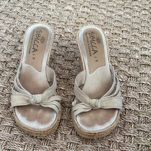 Sbicca Women's Cream Espadrille mule wedges